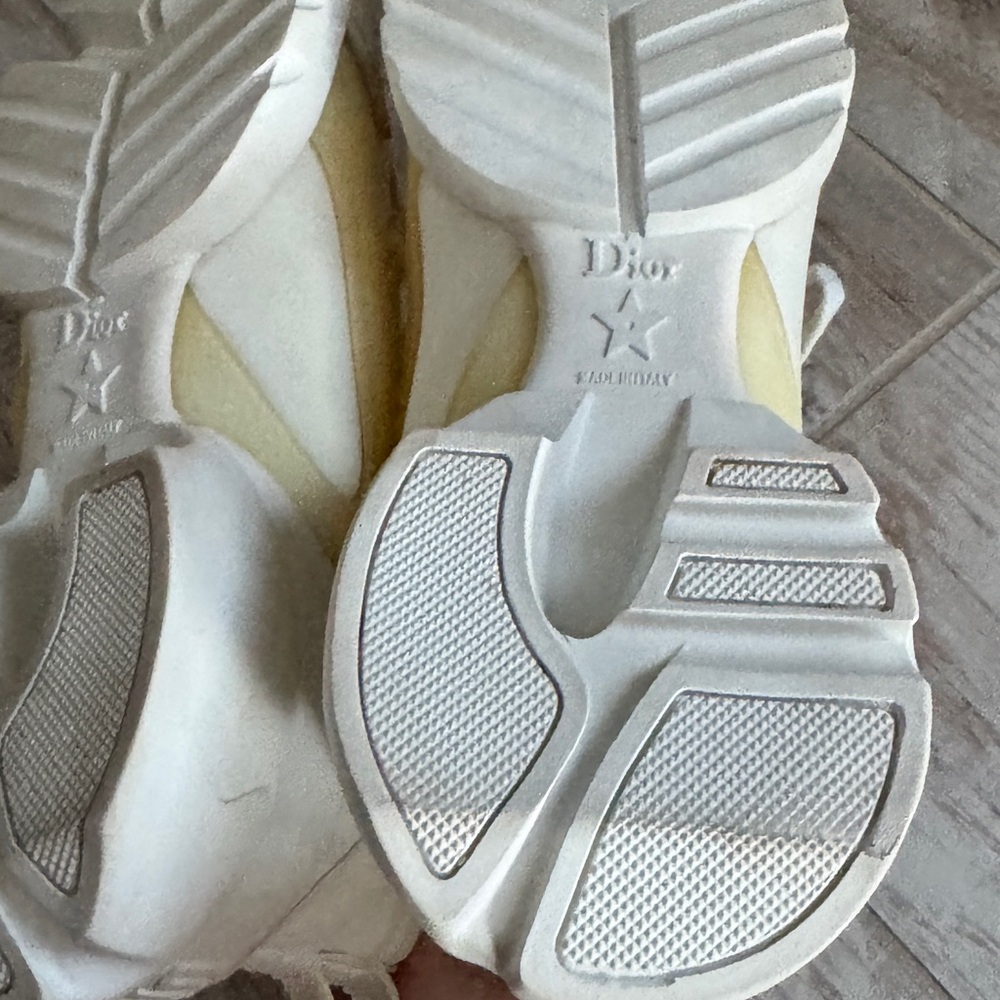 Dior D-Connect Size 5.5 Off White Fabric and PVC Lace Up Sneakers - Picture 9 of 10